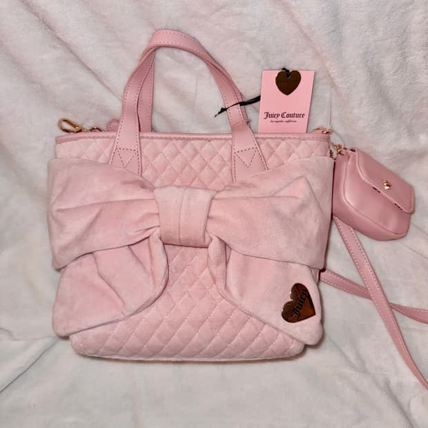 쥬시꾸뛰르 핑크 다이아몬드 리본 가방 토트백 베이비베어 베메클 갸루