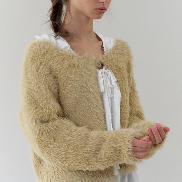 [헤더먼트] 테디 가디건 카멜