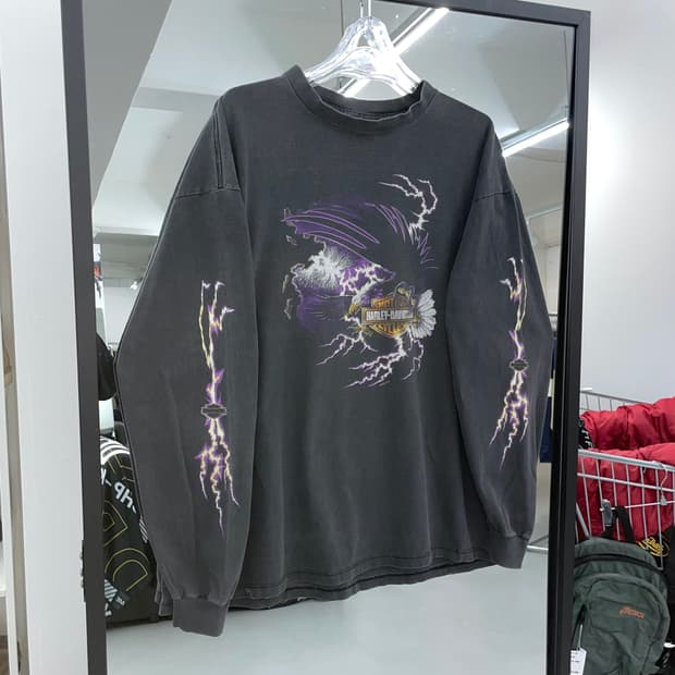 *레어* 00s 할리데이비슨 라이트닝 페이딩 번개 롱슬리브 