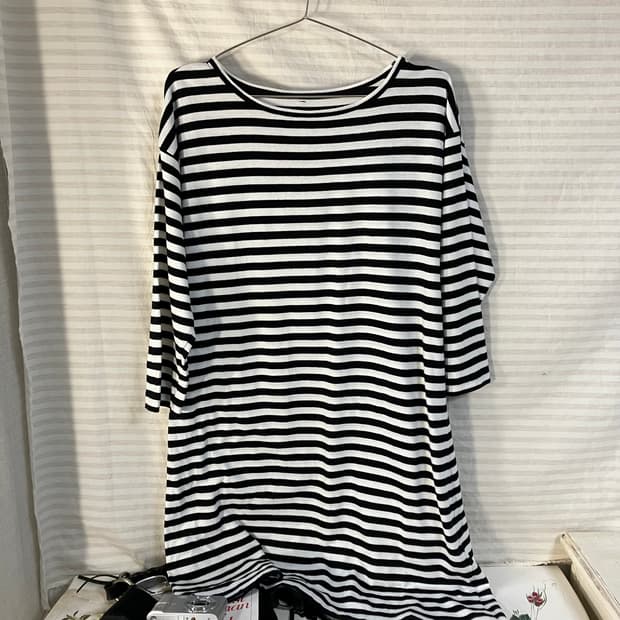 빈티지 블랙 스트라이프 원피스 티 998 y2k 스트릿 갸루 펑키 일본빈