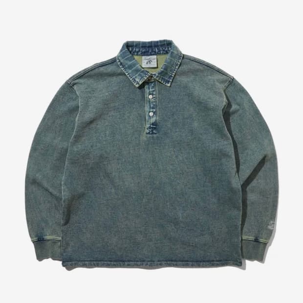 펜필드/ 페이디드 인디고 럭비 셔츠/ XL