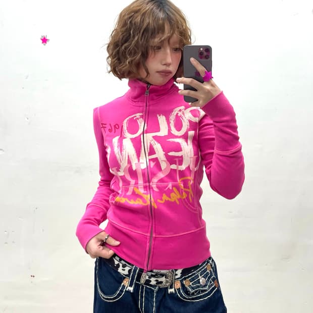 Polo Shirring Pink Jacket