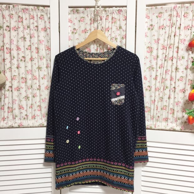 빈티지 히피모리 에스닉 소매 도트 슬리브