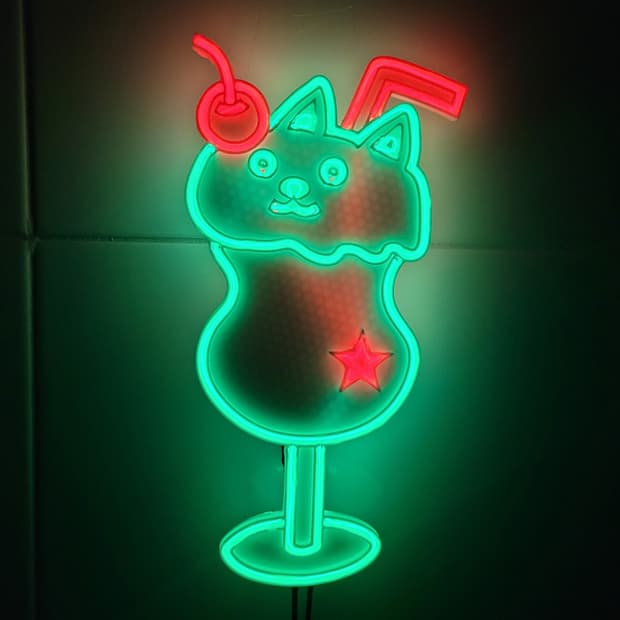 고양이 메론소다 네온사인 led 램프 무드등