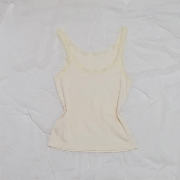 모리걸 아이보리 레몬 레이스 나시 슬리브리스 갸루 히메갸루 빈티지