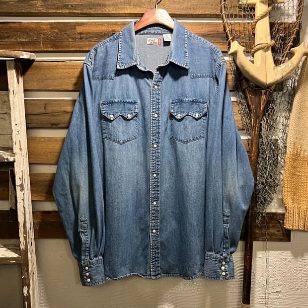 [XL]리바이스 블랭크탭 버튼다운 웨스턴 데님 셔츠