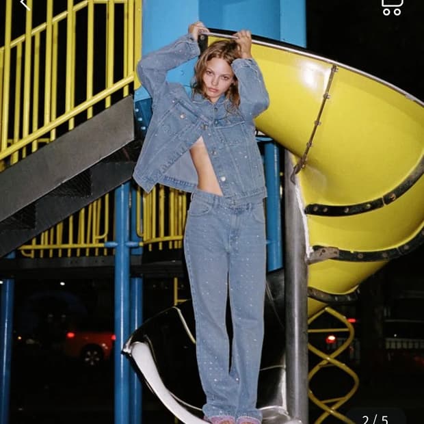 급처분! ZARA 자라 라인스톤 데님 세트 셋업 S/M