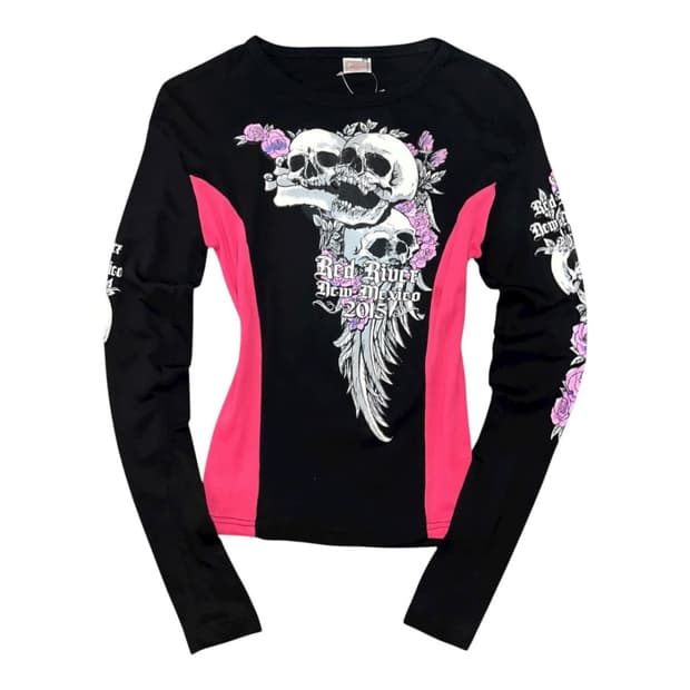 해골 프린팅 긴팔 롱슬리브 펑크갸루y2k 빈티지 핫핑크