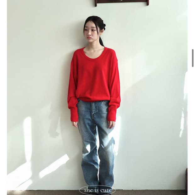 쉬이즈큐트 니트 피크닉 니트웨어 레드 (새상품)