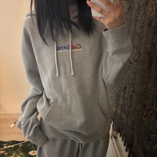 WHO.A.U 오버핏 기모 빈티지 캘리포니아 후드티