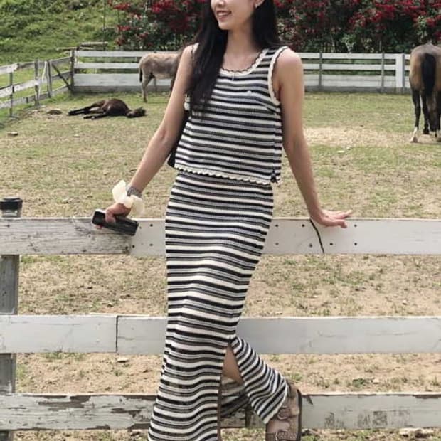 듀엘 2025 크로쉐 스프라이트 니트 스커트 S사이즈