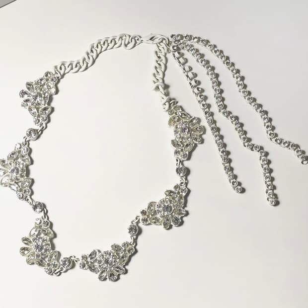 빈티지 레테 페어리 화이트 플라워 큐빅 목걸이