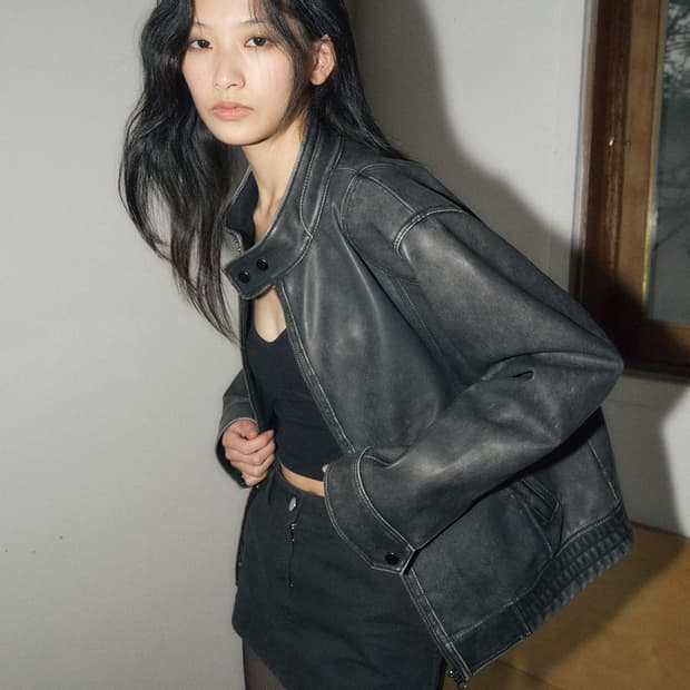 헬레네 파리스 워시드 레더 블루종 자켓