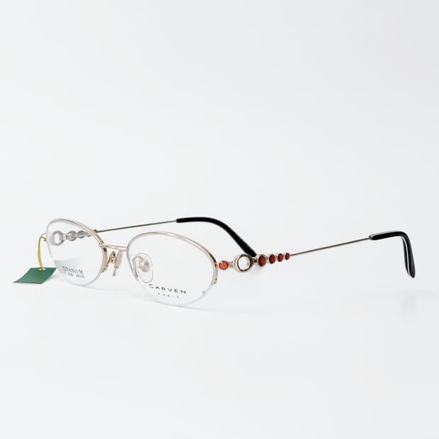 키지클럽 CARVEN 오렌지 링 스톤 반무테 데드스탁 빈티지안경