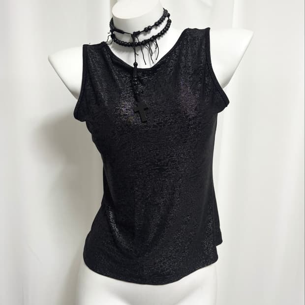 Black shimmer sleeveless