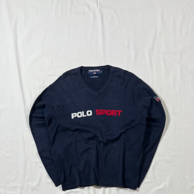 90‘s 폴로스포츠 polo sport 스펠아웃 브이넥 니트