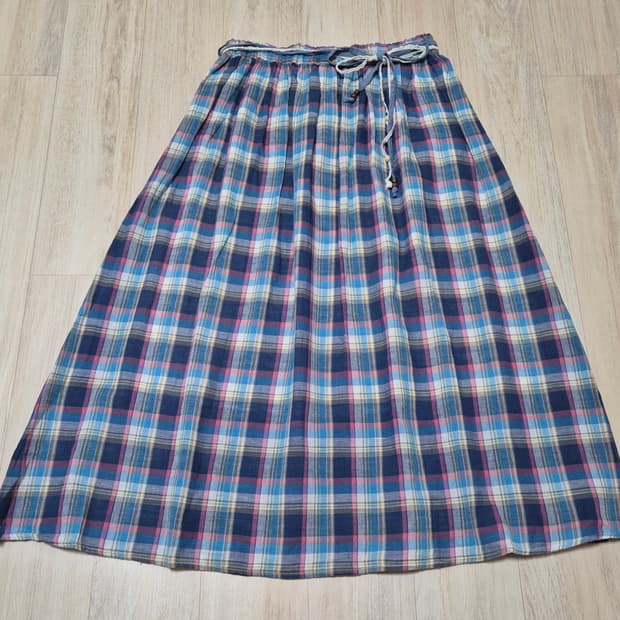 빈티지 체크 롱 치마 모리걸