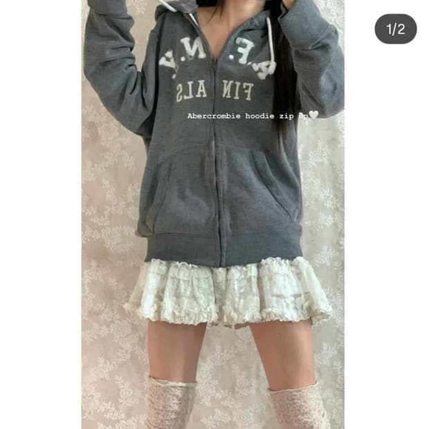 버터플라이빈티지 아베크롬비 후드집업 그레이