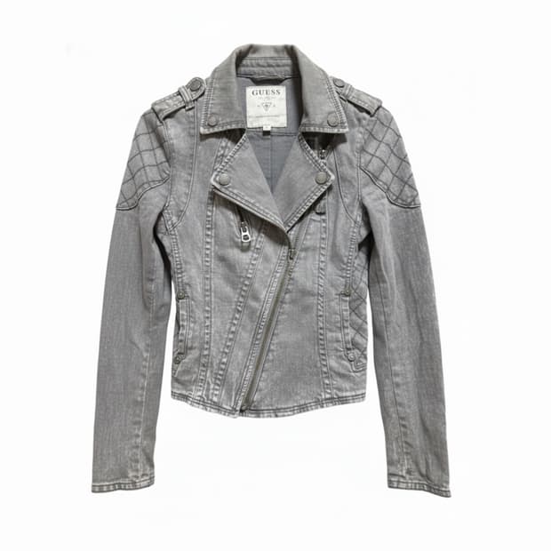 Guess 게스 그레이 데님 바이커 재킷