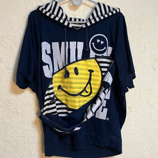 빈티지 스트라이프 후드 반팔 티셔츠