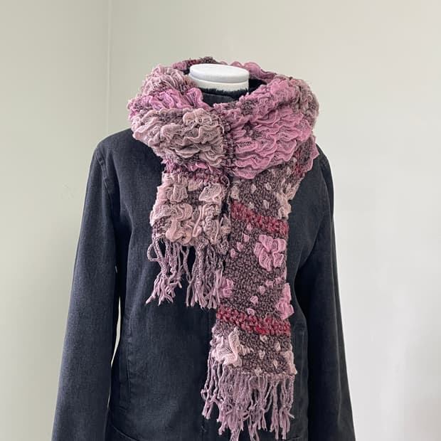 빈티지 플로럴 텍스처 니트 머플러