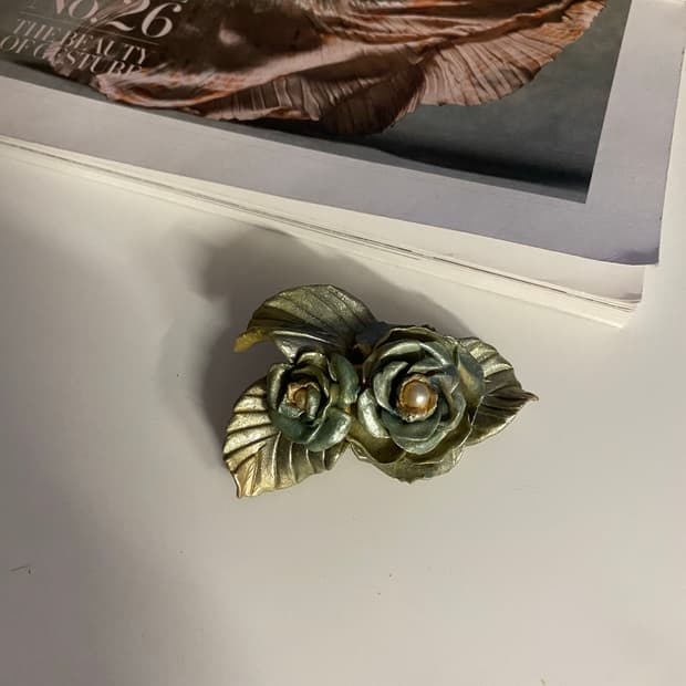 일본수입 빈티지 로즈 장미 브로치