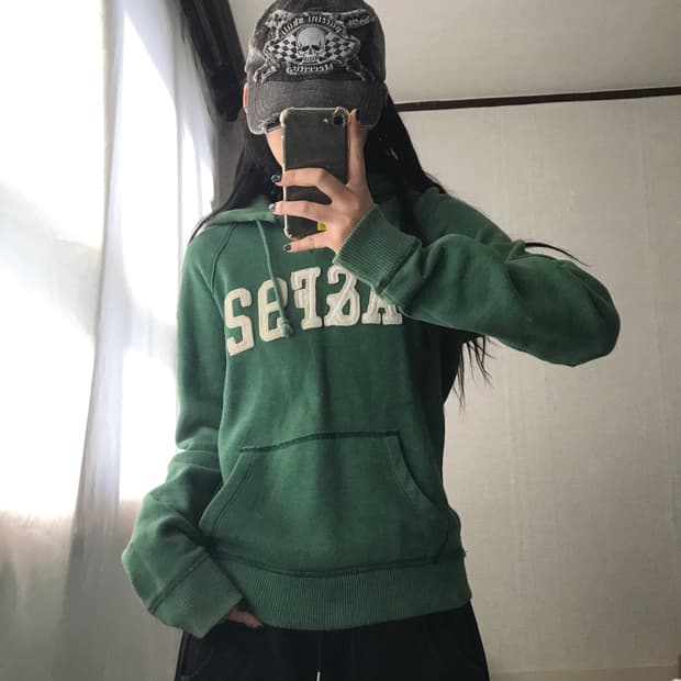 아베크롬비 빈티지그린 후드티