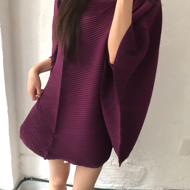 ISSEY MIYAKE 이세이미야케 퍼플 플리츠 블라우스