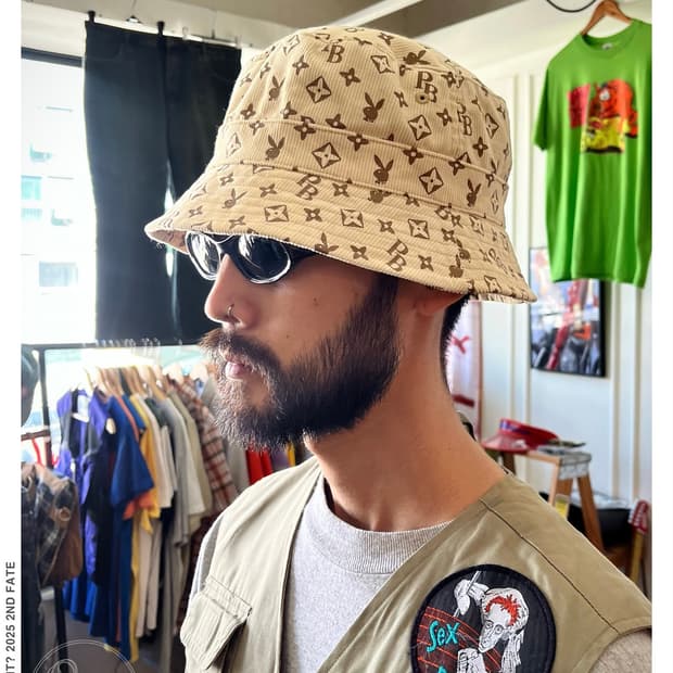 90s PLAY BOY Monogram Parody Bucket Hat