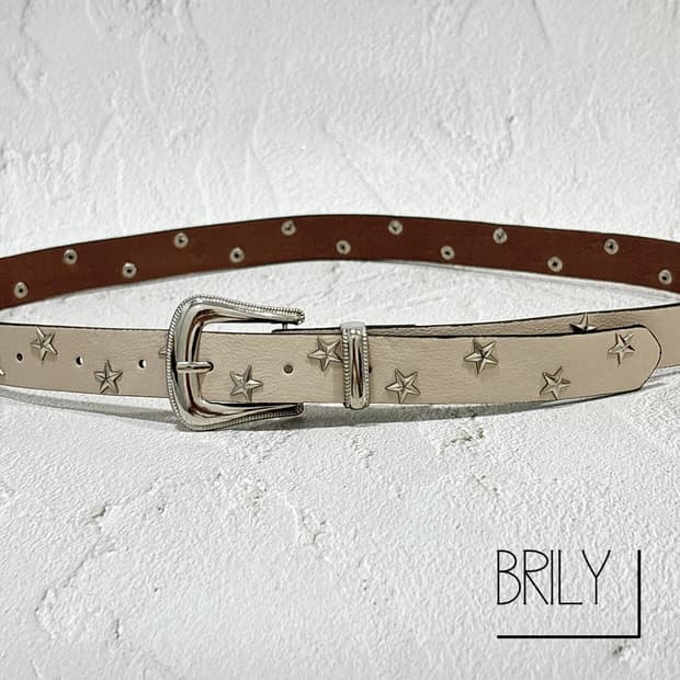 [Unisex] SKY 스타 별 스터드 비건 가죽 클래식 웨스턴 벨트