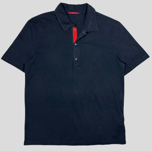 Prada Sport 2007 Red Spellout Logo Polo