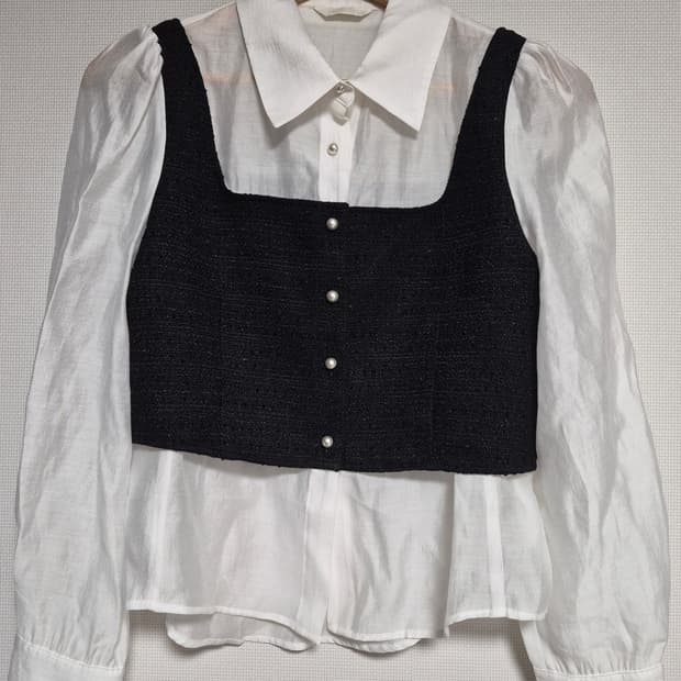 로엠 뷔스티에 일체형셔츠 블라우스 M