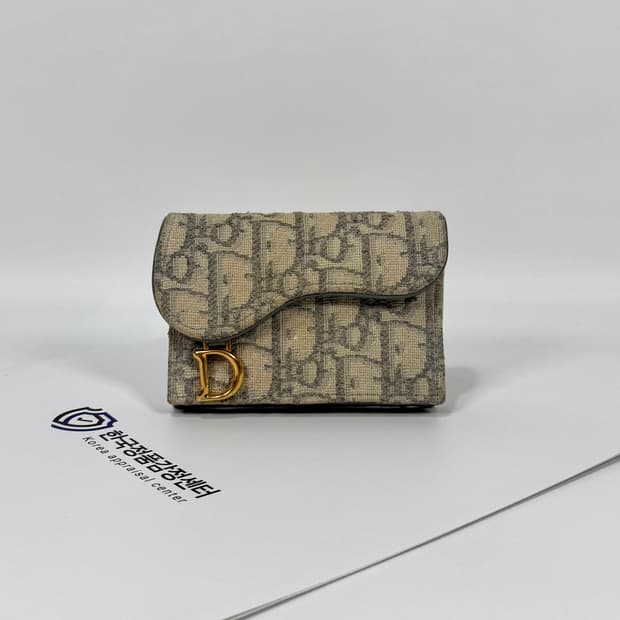 디올 오블리크 새들 플랩 카드지갑