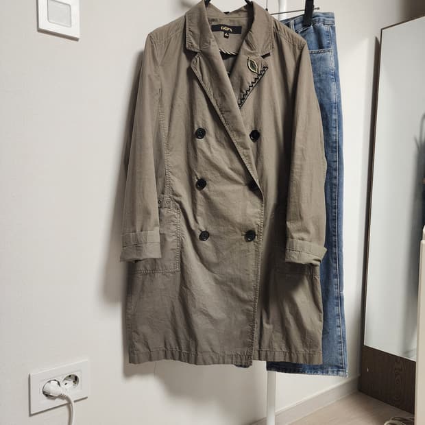 GGPX  더블버튼 봄 롱 자켓 카키색