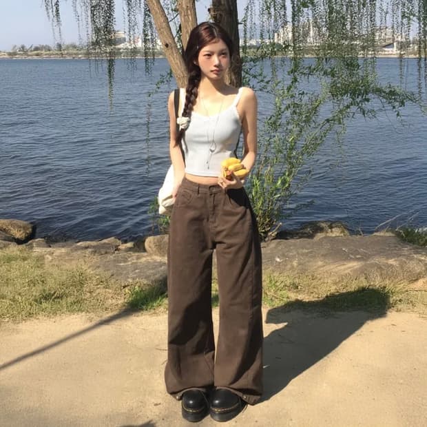 모디무드 사이드 스냅 3-way 와이드 코튼 핀턱 팬츠 에이블리 지그재그