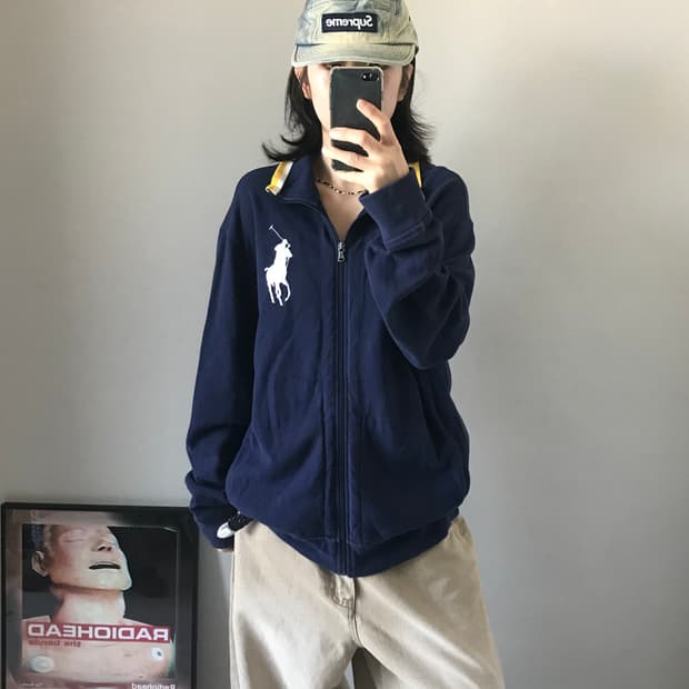 폴로 랄프로렌 빅포니로고 코튼 네이비 집업