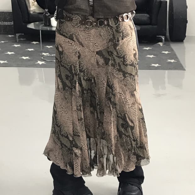 Jpn Poly Animal Long Skirts