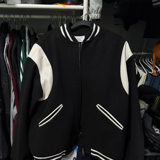 레터코모 바시티 자켓 블랙 M