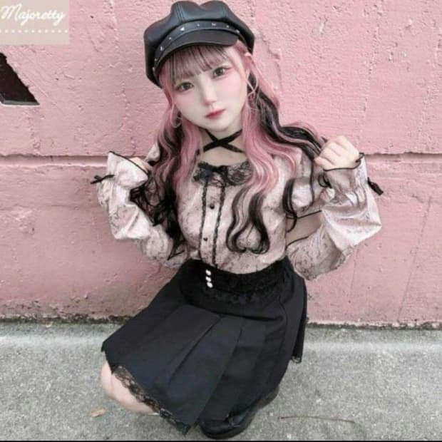 일브  양산형 지뢰계 양지뢰 아베일 마죠리티 암커버 암워머 블라우스 핑크