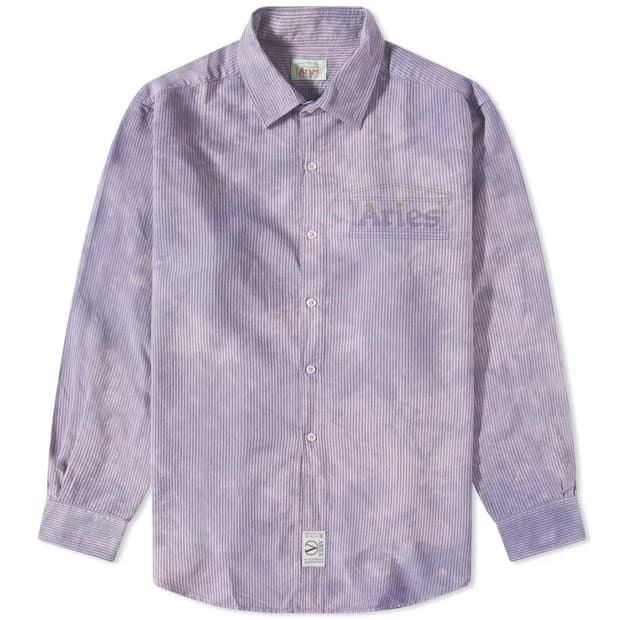 ARIES OVERDYED OXFORD STRIPE SHIRT