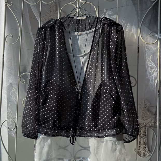 Dot Pocket See-Through Zip-Up 0336