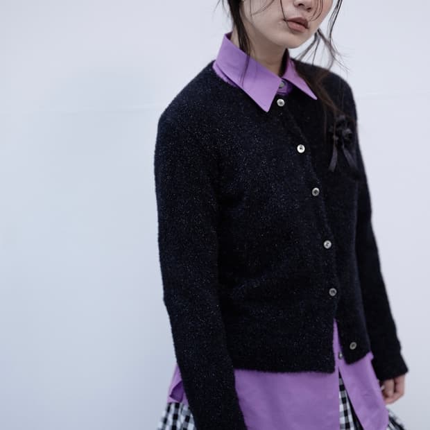 생긴스튜디오  TINSEL KNIT BUTTON CARDIGAN