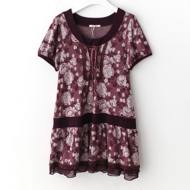 axes femme) flower long half T