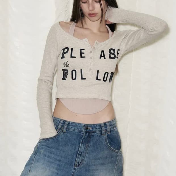 플리즈노팔로우 플노팔 Megan Patch Long Sleeve Top