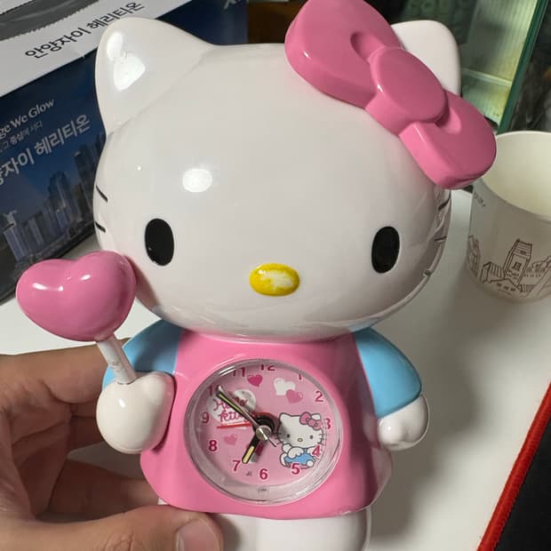 고전) 헬로키티 탁상시계 핑크