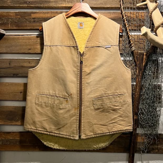 [M]80's 칼하트 Made in USA 더티워싱 브라운 워크 베스트