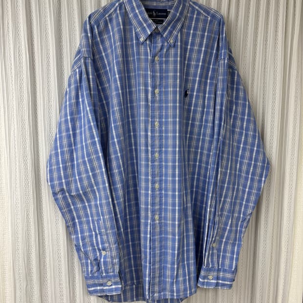 빈티지 폴로 블레이크핏(blake) 블루 체크 셔츠 xxl