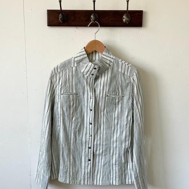 Lady’s Mode 민트 스트라이프 셔츠 자켓