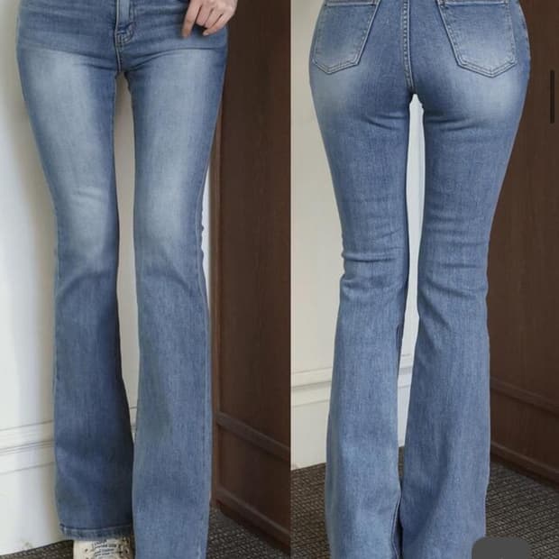 골반볼륨업 하이웨스트 세미 부츠컷_골반뽕 청바지_중청