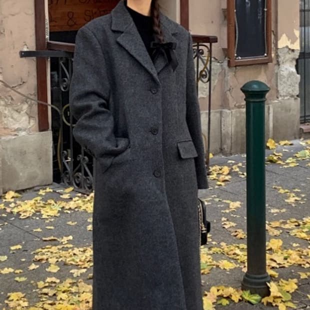 Artto 아르토 테일러드 롱코트 차콜(슈멍착용)